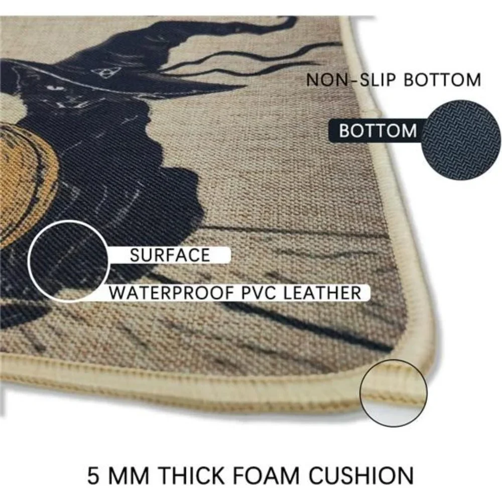 Set of 2; Halloween Decorative Kitchen Mats - Cute Pumpkin Ghost Cat Decor Rug